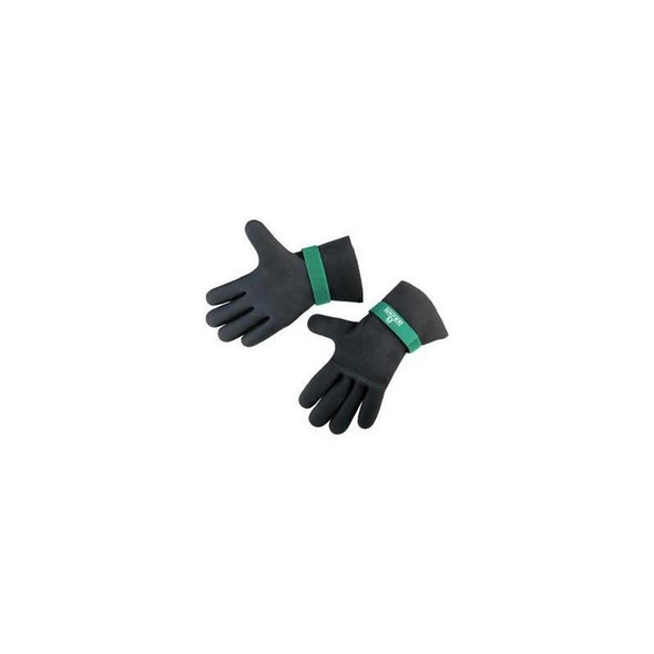 Unger Neoprene Gloves, black gloves with green adjustable straps for wrist fit.