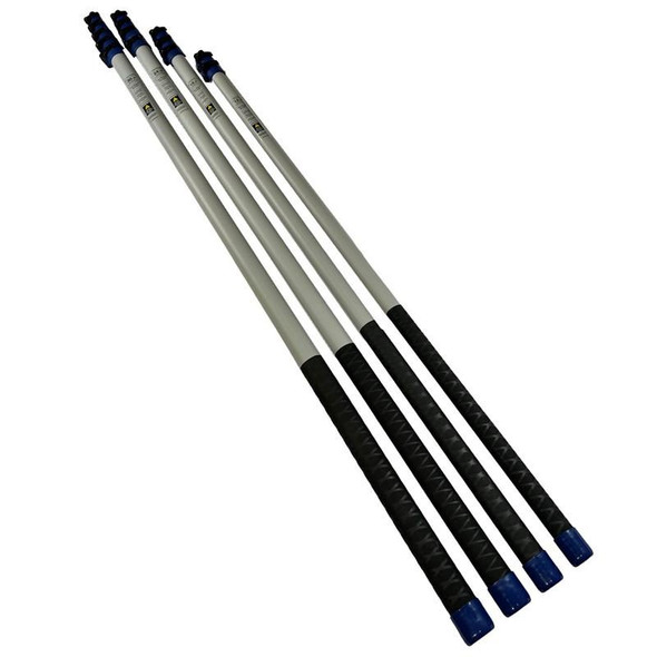 ProTool Telescopic Pole Oval, four extendable telescopic poles with black grip handles and blue tips for professional measurement and inspection tasks.