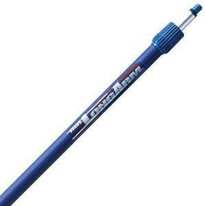 J.Racenstein Pole HydraSoar FloThru 12ft, a long blue pool pole with a grip handle and detailed branding for swimming pool cleaning or maintenance.
