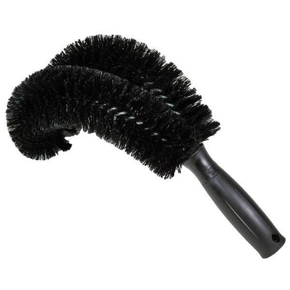 Unger Pipe Brush, Curved 11in, Unger - Black curved pipe cleaning brush with nylon bristles and ergonomic handle