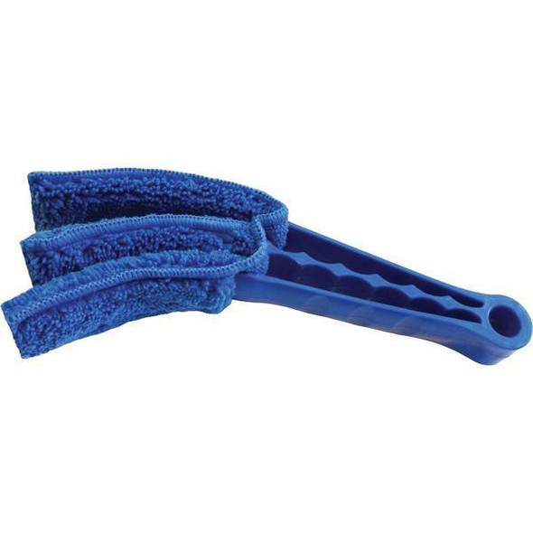 Ettore Mini Blind Duster, blue microfiber cleaning tool with a handle for dusting blinds and delicate surfaces.