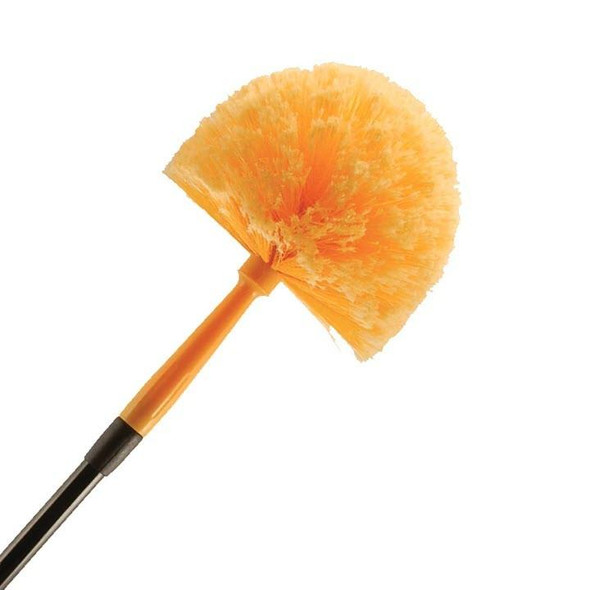 Ettore Cobweb Duster with 9ft Pole, orange microfiber cleaning brush for removing cobwebs and dust from high ceilings and corners.