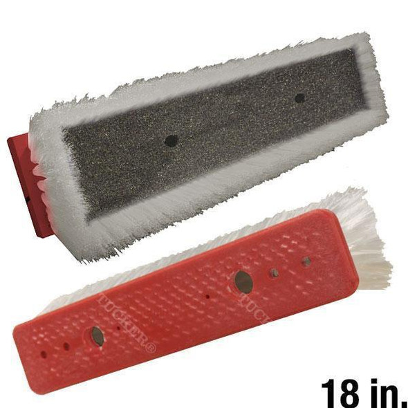 J.Racenstein Brush Foam Ctr. 18in for Fixed GN Tucker, two cleaning brushes with foam and bristles for agricultural machinery maintenance.