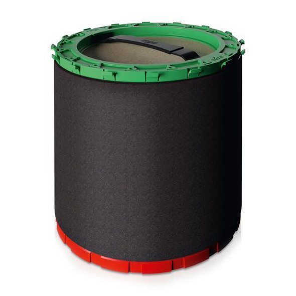 Unger HydroPower Ultra 1-Stage Replacement Resin Canister, black cylindrical water filtration canister with green top and red bottom ring.