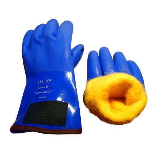 J.Racenstein Can Do Warm & Dry Glove, waterproof safety glove with yellow fleece lining for warmth and dry protection.