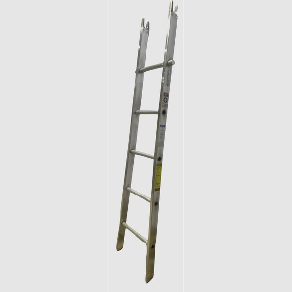 J.Racenstein Ladder Base 06ft Metallic Ladder Mfg. Corp., a silver metallic ladder with four rungs and safety labels.