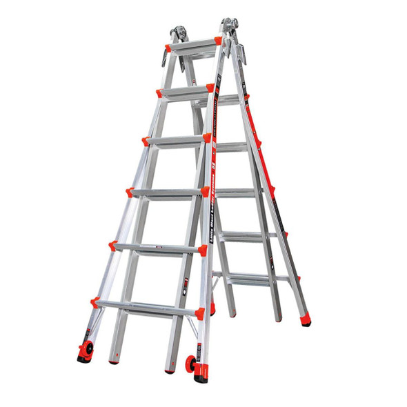 J.Racenstein Ladder Model 26 Little Giant, a sturdy multi-position aluminum ladder with multiple steps and orange safety accents.