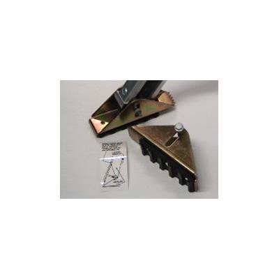 J.Racenstein Level-EZE and Ladder Replacement Shoe kit, image showing metal ladder replacement shoes and a small instruction sheet.