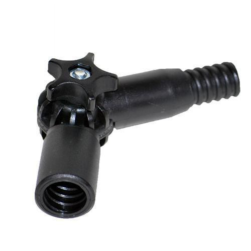 Ettore Pole Adapter Adjustable Ettore, black adjustable pole connector with a threaded end and a swivel joint for flexible attachment.