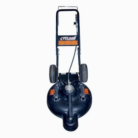J.Racenstein Cyclone Surface Cleaner 20in, top view of a black and blue surface cleaning tool with two wheels and a handle for cleaning large surface areas.