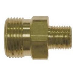 PressurePro M22 14MM Male to 1/4in Male NPT Brass fitting, metallic brass connector used for plumbing and pneumatic connections.