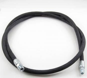 PressurePro Hose 6ft for Whisper Wash Surface Cleaner, black flexible hose with metal fittings on both ends.