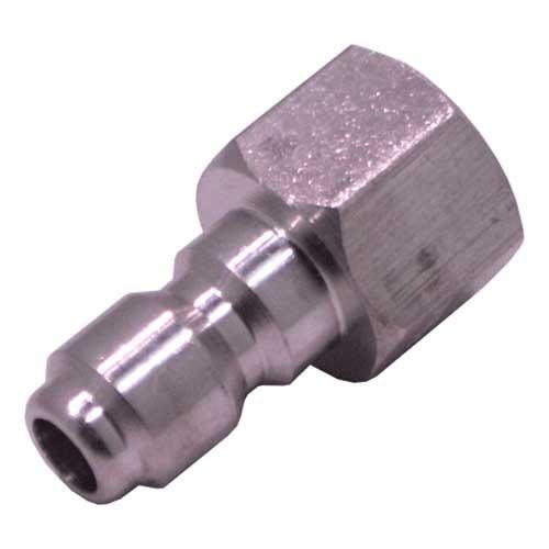 ProTool Plug Stainless Steel 1/4in FNPT, industrial hollow metal fitting with threaded end for piping connections.