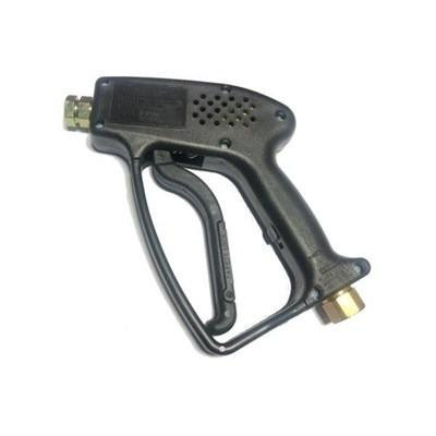 PressurePro Commercial Trigger Gun, a handheld spray gun with a black ergonomic design, trigger mechanism, and metal fittings for high-pressure cleaning tasks.