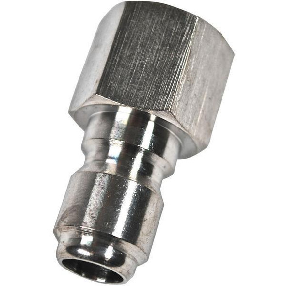 J.Racenstein Plug 3/8in SS FPT, stainless steel threaded pipe plug for plumbing and industrial applications.