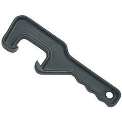 J.Racenstein Lid-Off, image of black plastic lid removal tool for easy lid opening.