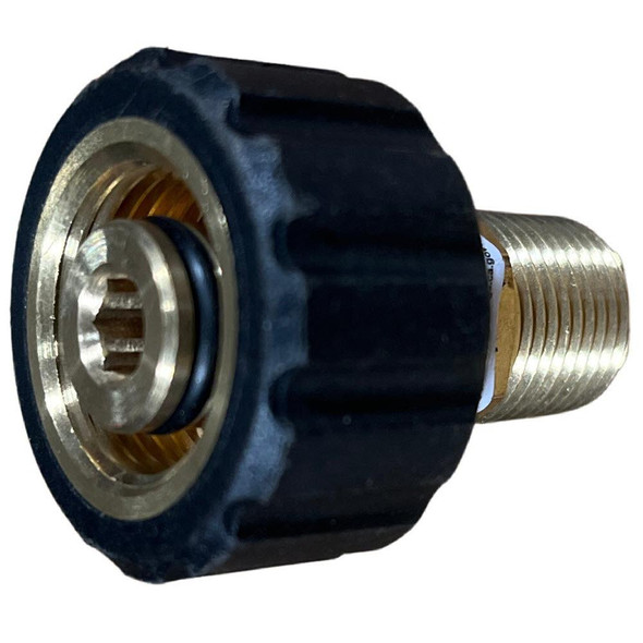 PressurePro M22 14MM Twist to 3/8in Male NPT Brass, plumbing fitting with brass male NPT threaded end and twist connector.