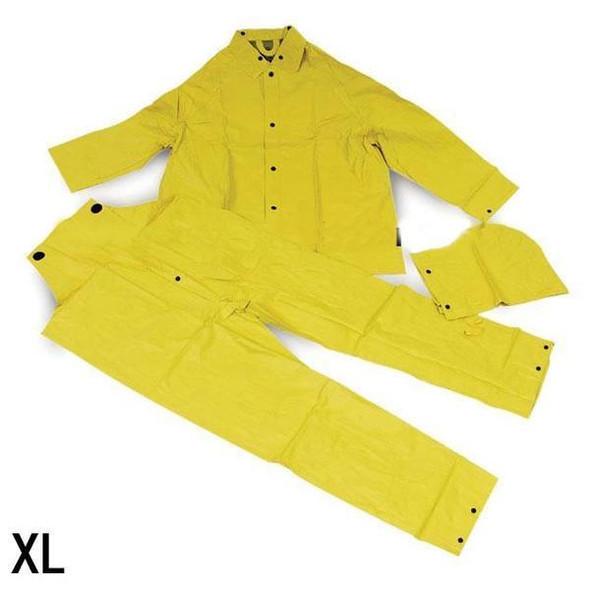 J.Racenstein Rain Suit, bright yellow waterproof rain suit with coat and pants, suitable for outdoor activities and rainy weather.