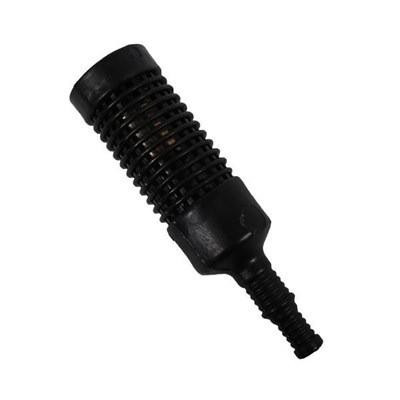 J.Racenstein PlasticLine Filter 1/4 and 3/8 inch barb without connector, black cylindrical air filter with ribbed design for compressed air systems.