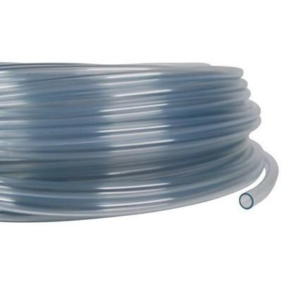 J.Racenstein Clear PVC Chem Line 1/4in ID, coiled transparent plastic tubing for chemical and fluid transfer with 100ft length.