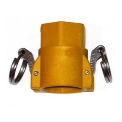ProTool Coupler 3/4in x 3/4in GH Female Thread, yellow coupler with metal eye hooks on each side.