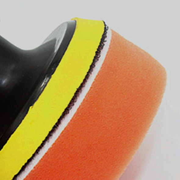 ProTool Foam Polishing Pad 3in, close-up of orange foam polishing pad with black, yellow, and white accents for polishing and buffing surfaces.