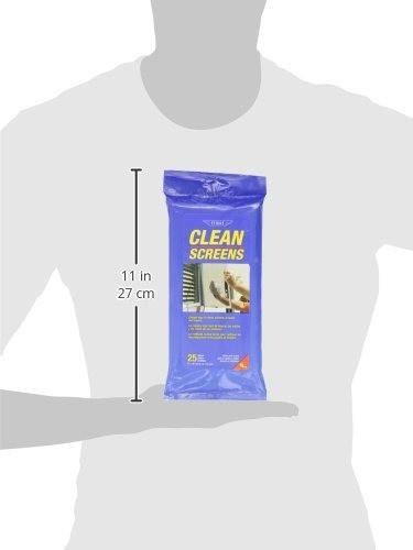 Ettore Clean Screen (25), product image of cleaning wipes package with blue packaging and yellow text, measuring 11 inches (27 cm) in height.