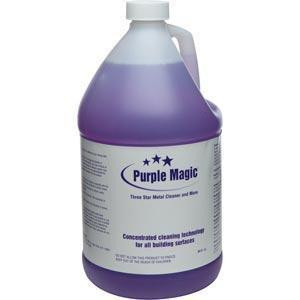 ProTool Purple Magic Gallon, a large purple plastic bottle with a handle and a label describing it as a concentrated metal cleaner for buildings.