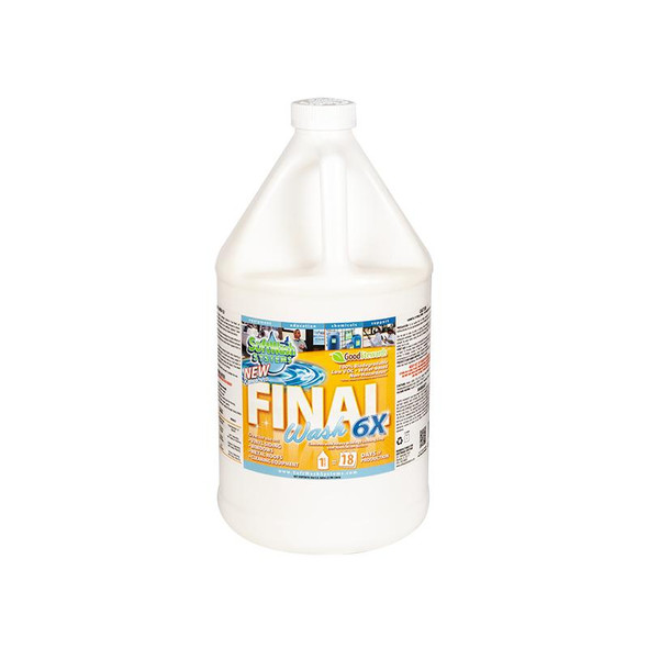 J.Racenstein Final Wash 6x, a large white plastic bottle of pool water treatment product for final cleaning.