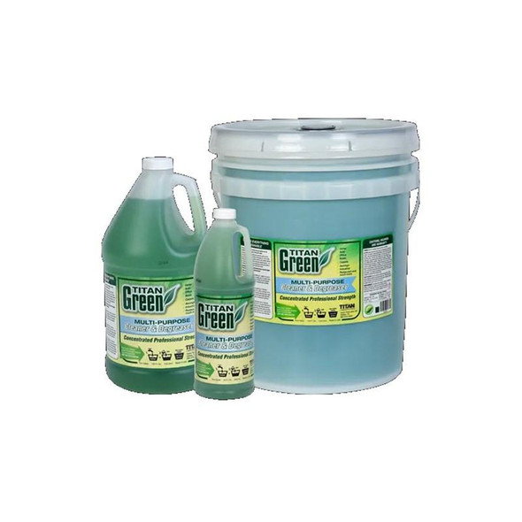 J.Racenstein Titan Labs Titan Green, multi-purpose cleaner and degreaser in various sized bottles and large container.