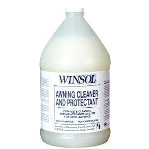 Winsol Awning Clean & Protect Vinyl, a large white bottle of cleaning and protectant solution for vinyl awnings.