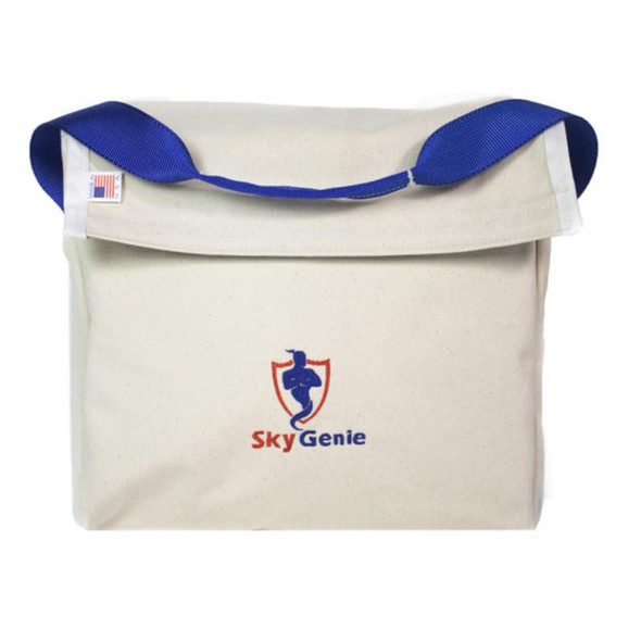 Descent Control Rope Bag for 1/2in Rope SkyGenie, durable and compact rope storage bag with blue straps for climbing and rescue ropes.