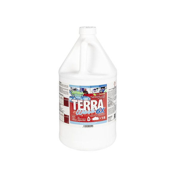 J.Racenstein Terra Wash 6x, a large white bottle with a label displaying the product name and features.