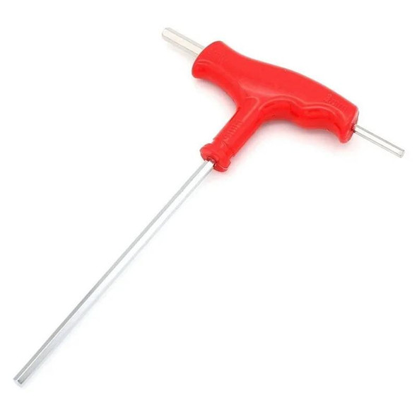 ProTool Allen Wrench Tool 4MM, red T-handle screwdriver with a 4mm hexagonal steel shaft for tightening or loosening hex screws.