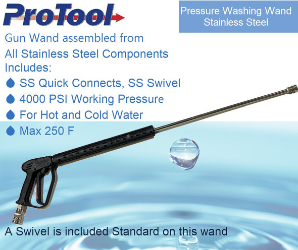 ProTool Gun with 36in SS Lance, SS Quick Connects and SS Swivel