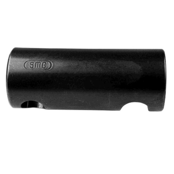 J.Racenstein Bar Brake 01in SS w/Straight Slot, black cylindrical metal brake component with the SMC logo engraved.