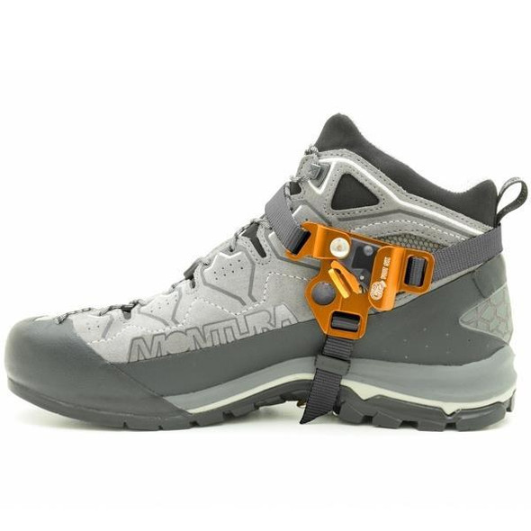 J.Racenstein Foot Ascender Right Futura Kong climbing shoe, high-performance footwear for technical ascents with specialized buckles and support systems.