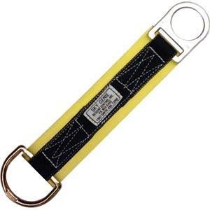 J.Racenstein Tie Off Pad 06ft Sky Genie, yellow and black safety tie-off strap with metal rings for fall protection.