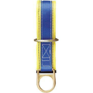 Gemtor Tie off 2 Metal Rings 06ft length, close-up view of a safety harness strap with metal ring and blue and yellow webbing.