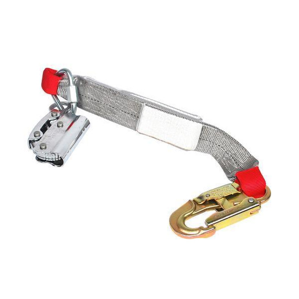 DBI/Sala Rope Grab 5/8in Static with 2ft Lanyard, worker fall protection equipment with metal hooks and adjustable strap.