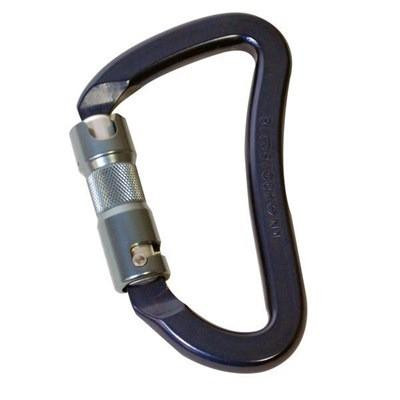 J.Racenstein Carabiners Crossover Trip Lock Alum ANSI, black aluminum carabiner with silver locking mechanism.