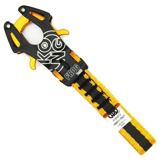 J.Racenstein Frog Connector 5in Kong, yellow and black adjustable pet collar with a frog-shaped connector and buckle