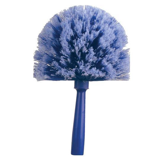 Ettore Cobweb Brush w/ 54in pole, blue cobweb cleaning brush with long handle for dusting ceiling corners and hard-to-reach areas.