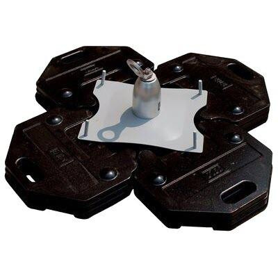 DBI/Sala Anchor Freestanding Counterweight, a heavy-duty black counterweight with a central metal anchor point for securing safety equipment.