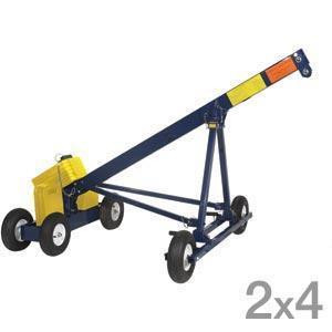 J.Racenstein Roof Rig 2x4 Aluminum MIO, lightweight aluminum roof rig with wheels and adjustable arm for roofing and construction tasks.