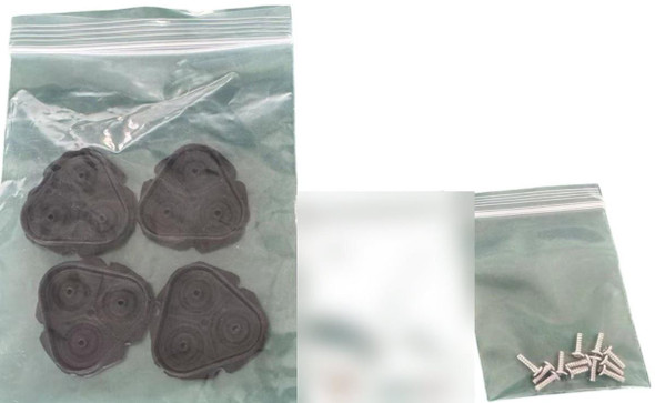 ProTool Chem Sprayer Diaphragm Valve Kit, includes four black diaphragms and several small silver screws in separate plastic bags.