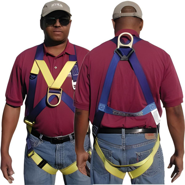 Gemtor #933 Front & Back D-Ring Harness Gemtor Universal, safety harness with front and back D-rings worn by two workers for fall protection.