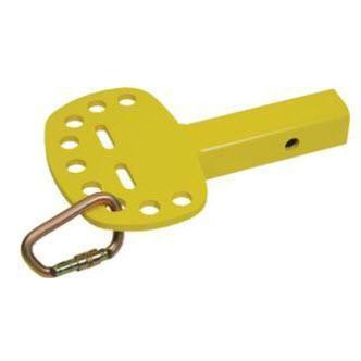 J.Racenstein Hitch Anchor - Instant Anchor Safety Device, yellow hitch anchor with a metal hook for securing safety lines.