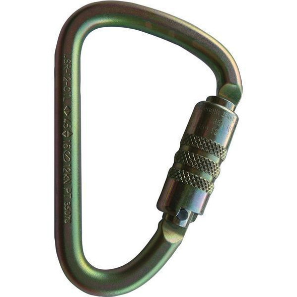 ProTool Carabiner ANSI Twist Lock Steel, sturdy steel locking carabiner with twist lock mechanism for secure attachment.