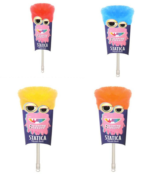 Ettore STATICA, Poly Duster Ettore in colorful plush design with cartoon face and glasses, suitable for cleaning delicate surfaces.